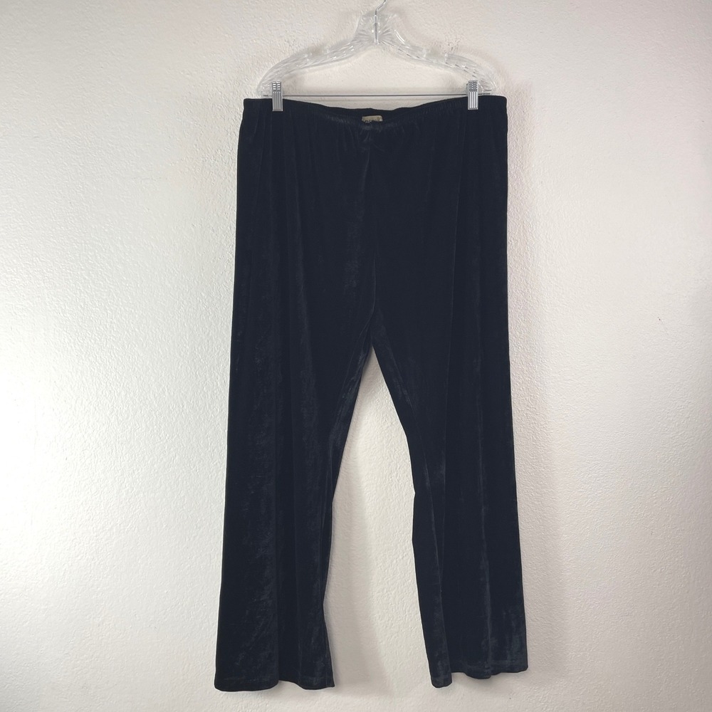 One World Velvet Wide Leg Pants Size 2X Black Y2K Lounge Goth Whimsigoth New